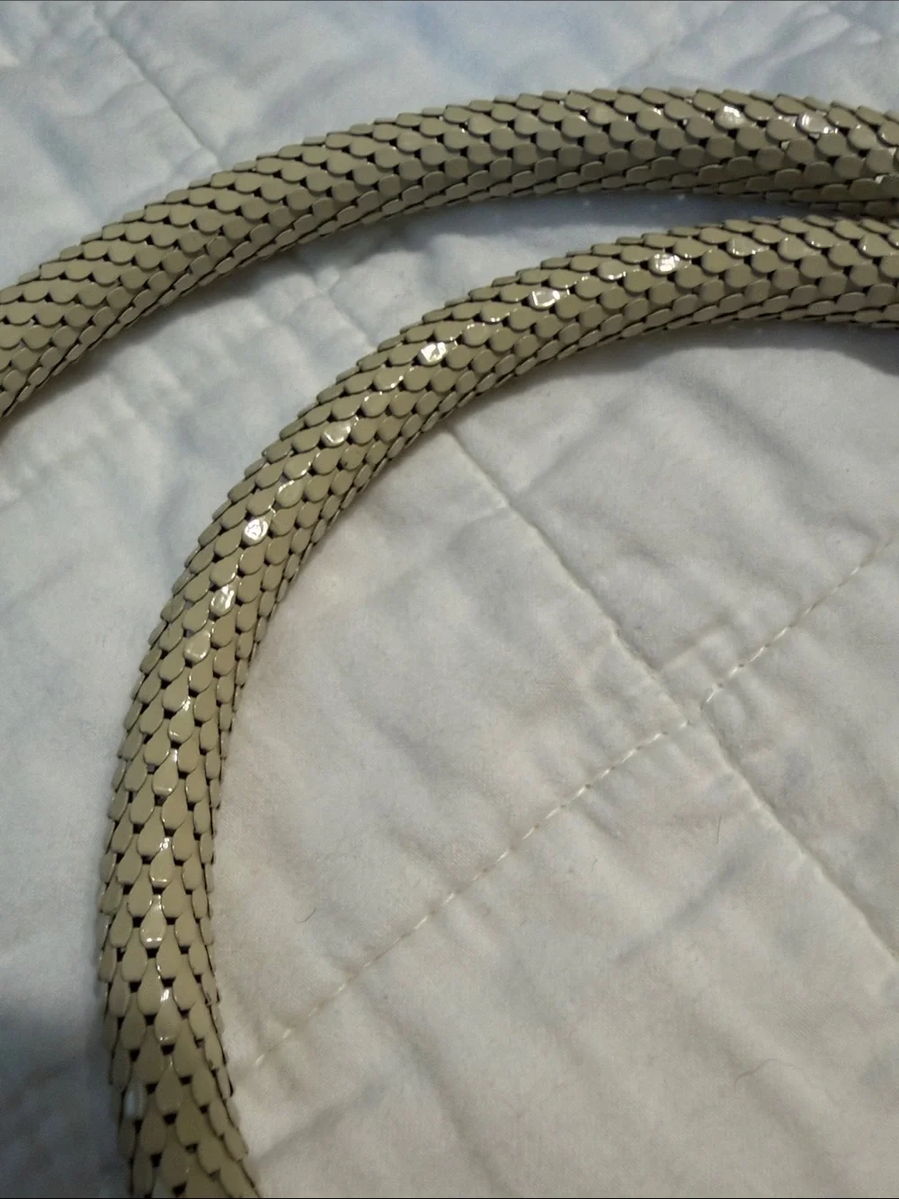 Vintage DL Auld ivory snake mesh belt with blue eyes
